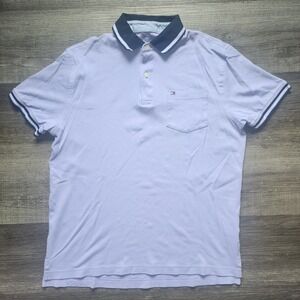 Tommy Hilfiger Men's Small Short Sleeve Polo Shirt Lavender/Navy